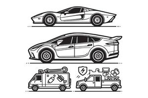 Simple and easy car coloring page for kids and Toddler. car coloring books for kids vector