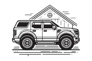 Simple and easy car coloring page for kids and Toddler. car coloring books for kids vector