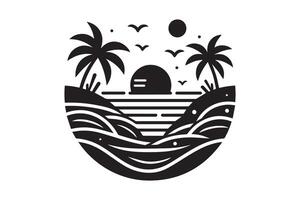 Awesome Wave of ocean silhouette black color in white background vector