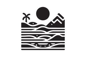 Awesome Wave of ocean silhouette black color in white background vector