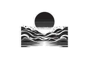 Awesome Wave of ocean silhouette black color in white background vector