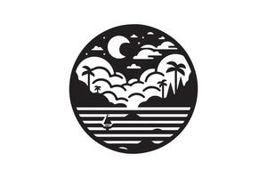 Awesome Wave of ocean silhouette black color in white background vector