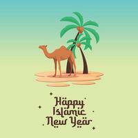 Happy Islamic New Year. Flat art design. Good for celebration template usage. Islamic design. eps 10. vector