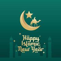 Happy Islamic New Year. Flat art design. Good for celebration template usage. Islamic design. eps 10. vector