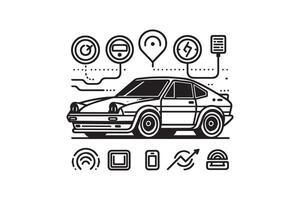 Simple and easy car coloring page for kids and Toddler. car coloring books for kids vector