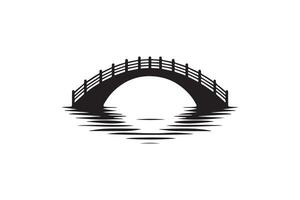 Beautiful Bridge on the river silhouette isolated black color in white background. Bridge icon vector