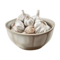 Garlic in a Bowl on Transparent Background png