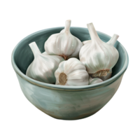 Garlic in a Bowl on Transparent Background png