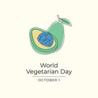 World Vegetarian Day. Line art design. Good for celebration template usage. Continuous line eps 10. vector