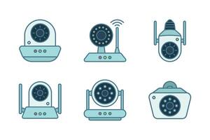 A set of modern cctv and ip camera flat illustration vector