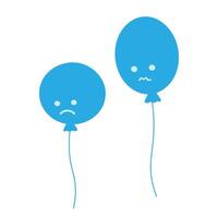 Circle and oval balloon with sad smiley face in trendy monochrome blue. Blue Monday greeting concept. Isolate EPS . Cards, poster, banner, brochure, billboard, invitation, tag, label or web idea vector