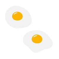 Fried eggs of different shapes in simple cartoon style. Top view. Sticker Logo Icon design concept. Culinary food poster card menu, banner, promo or web, price tag, label elements. EPS Isolated vector