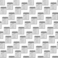 Calendar Pages with hand drawn Sad Faces and inscription blue Monday Seamless pattern in grayscale. Isolate EPS . Background, motivation cards, poster, banner, brochure, greetings or web concept vector
