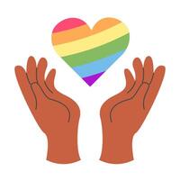 Hands with heart LGBT isolated on white background. LGBT pride community vector