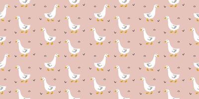Seamless pattern with goose and doodle elements vector