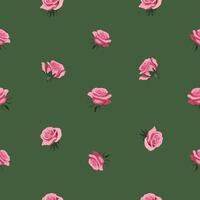 pattern with pink roses on a light green background vector