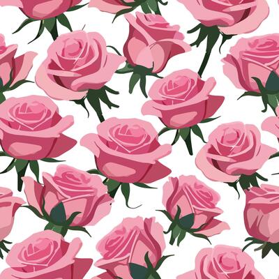 pattern with Luxurious Pink Roses
