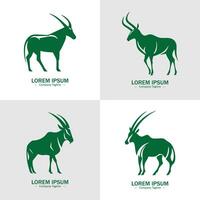 Set of Abstract Goat silhouette logo icons, with a white background for your company, the deer or moose logo design ideas vector