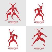 Set of Abstract Devil silhouette logo icons, with a white background for your company, the shaitan, martial ninja logo design ideas vector