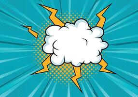 comic blue color with cloud and lighting background vector