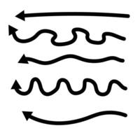 Set different shape hand drawn arrows. Doodle style curved and squiggly arrows. graphic design vector