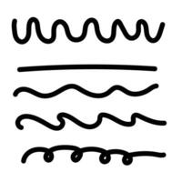 Set different shape hand drawn. Doodle style curved and squiggly vector