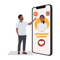 Dating app Flat Design Concept. vector