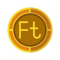 Florint coin icon. Currency flat icons in golden color, symbols of Hungarian money. vector
