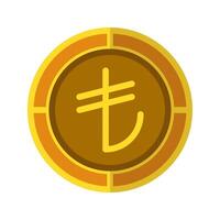 Lira coin icon. Currency flat icons in golden color, symbol of Turkish money. vector