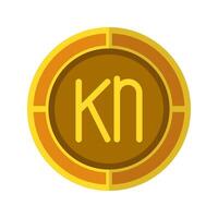 Kuna coin icon. Currency flat icons in golden color, symbol of Croatian money. vector