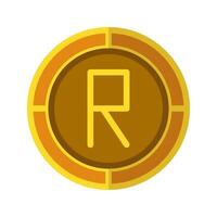 Rand coin icon. Currency flat icons in golden color, symbol of African money. vector