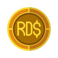 Peso coin icon. Currency flat icons in golden color, symbol of money of the Dominican Republic. vector