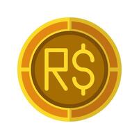 Real coins icon. Currency flat icons in golden color, symbol of Brazilian money. vector