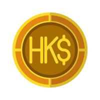 Dollar coin icon. Currency flat icons in golden color, symbol of Hong Kong money. vector