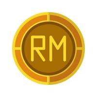 Ringgit coin icon. Currency flat icons with golden color, symbol of Malaysian money. vector