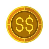Dollar coin icon. Currency flat icons in golden color, symbol of Singapore money. vector