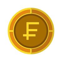 Franc coin icon. Currency flat icons in golden color, symbol of Swiss money. vector