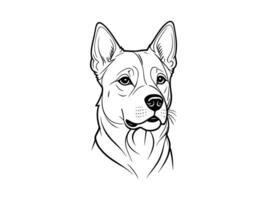 german shepherd dog head sketch on white background vector