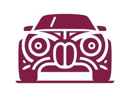 a car with a face on it, with a tribal design vector