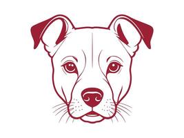 a dog's head is shown in a red and white color vector