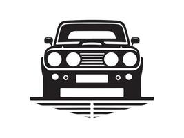a black and white image of a car on a white background vector