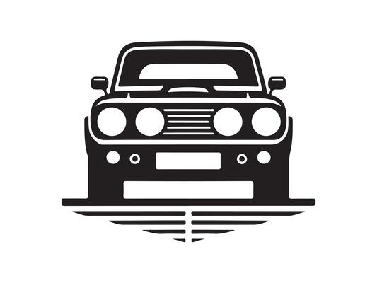 a black and white image of a car on a white background