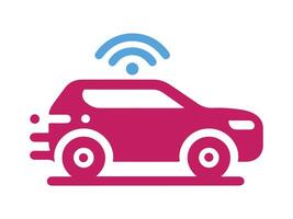 a car icon with wifi connected to it vector