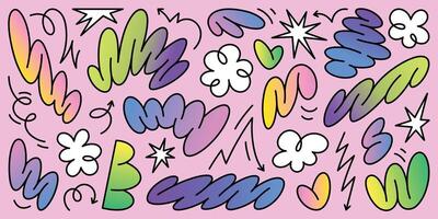 A vibrant, abstract poster featuring groovy doodles, floral shapes, and colorful gradients, evoking a playful, retro 70s vibe vector