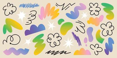 A vibrant poster featuring abstract floral shapes, colorful doodles, and groovy patterns. Perfect for retro-inspired decor and creative projects vector