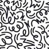 Abstract drawing doodle seamless pattern. Creative squiggle black lines. Trendy simple background vector