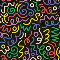 Abstract doodle seamless pattern. Creative squiggle color lines. Trendy colorful background vector