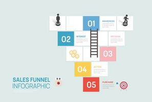 Infographic Sales funnel diagram board game template for business, presentation infographics. vector