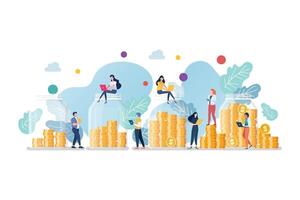 Business people with money in glass jars. business concept. vector