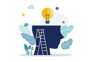 light bulb of thoughts in the human head vector